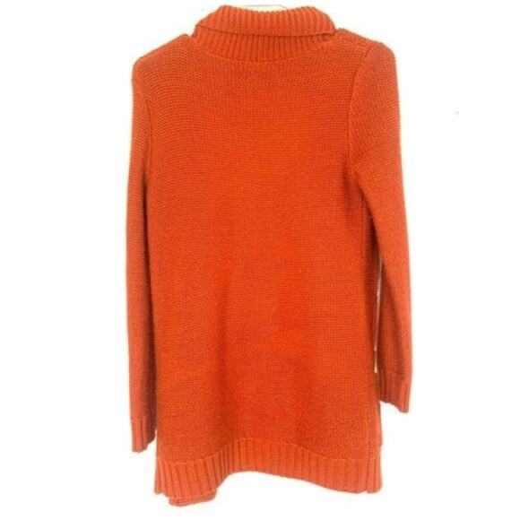 Orange Chunky Knit Open Front Cardigan Sweater Long Sleeve Textured Knit Medium - Picture 2 of 8